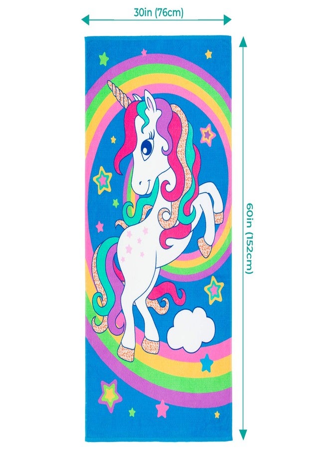 Beachland Happy Unicorn Beach Towel 30 x 60 inch 100% Cotton Rainbow Colors (Rainbow Unicorn, One Towel) - Image 4