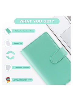 KASTWAVE Budget Binder Budget Binder with Zipper Envelopes 14Pcs Pockets A6 with Leather Binder Cover  - Image 3