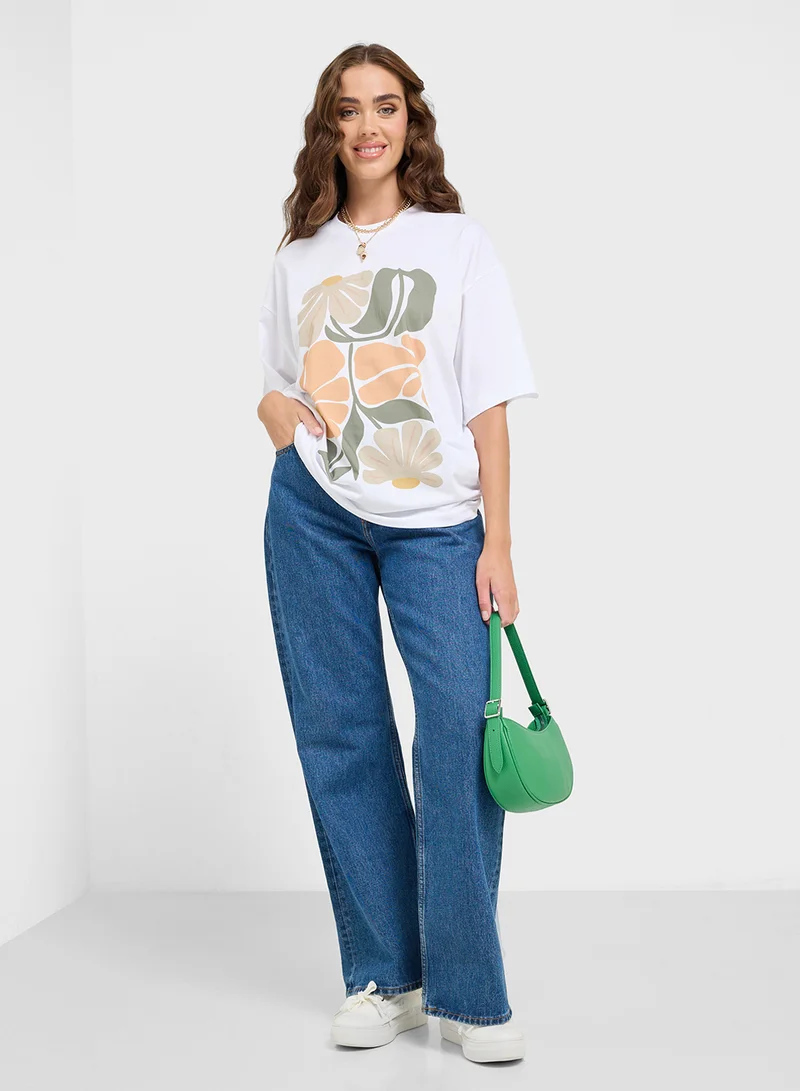 Ginger Oversize Floral Graphic T-Shirt