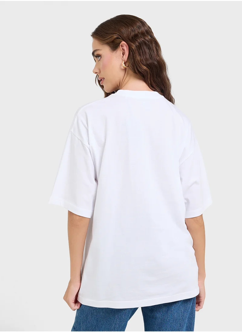 جينجر Oversize Floral Graphic T-Shirt