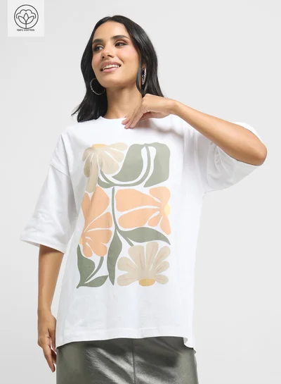 Ginger Oversize Floral Graphic T-Shirt