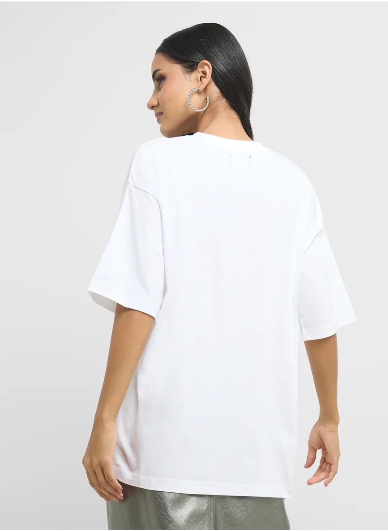 جينجر Oversize Floral Graphic T-Shirt