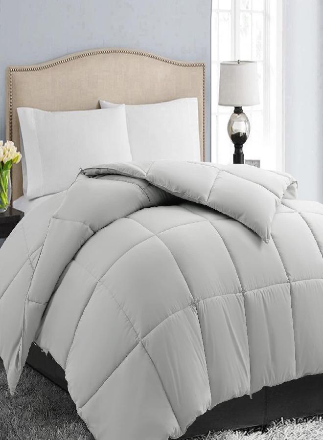 EASELAND All Season California King Soft Quilted Down Alternative Comforter Reversible Duvet Insert with Corner Tabs,Winter Summer Warm Fluffy,Light Grey,96x104 inches - Image 3