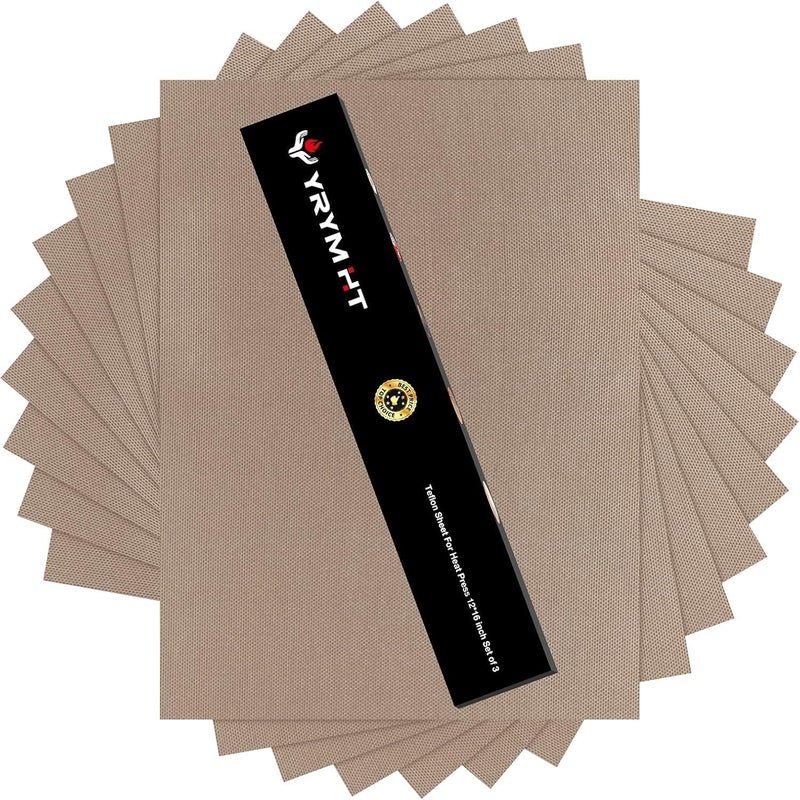 10 Pack PTFE Sheet for Heat Press 16 x 12 Non Stick PTFE Sheets for Vinyl Heat Press Washable Reusable Heat Resistant Craft Mat