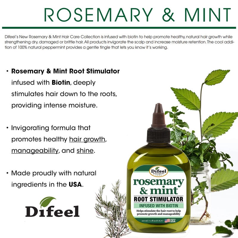 Difeel Rosemary and Mint Oil Root Stimulator with Biotin 2.5 oz. - Hair Growth Scalp Treatment - Image 2