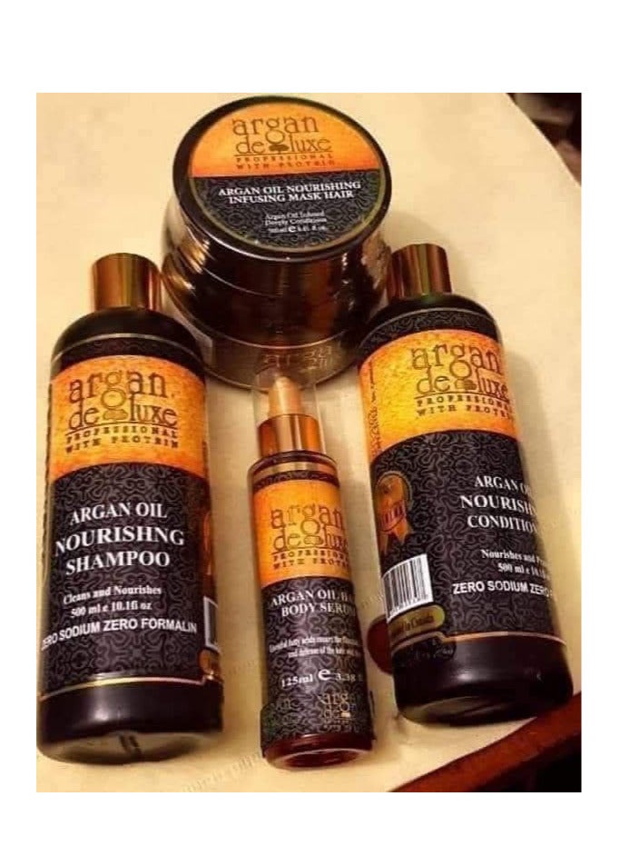 argan de luxe Argan Deluxe Hair Care Set (4 Pieces) 500ml Shampoo, 500ml Conditioner, 500ml Hair Mask, and 125ml Serum - Image 2