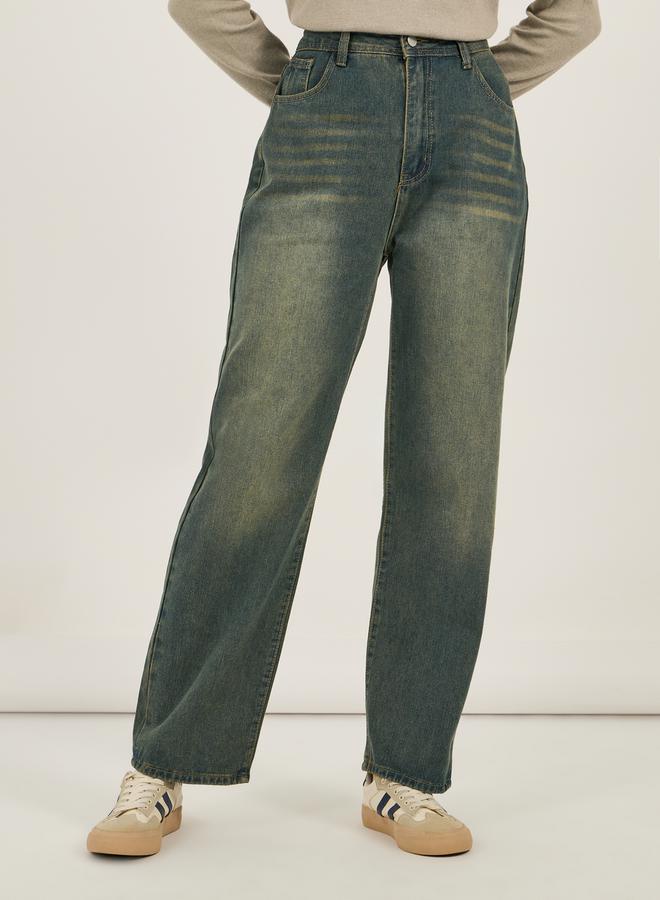 Styli Straight Fit Mid Rise Tinted Washed Jeans - Image 2