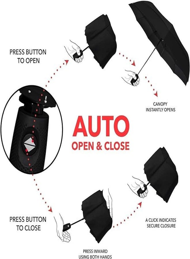 KOSHIYA The Original Portable Auto Travel Umbrella - Umbrellas for Rain Windproof, Strong Umbrella for Wind and Rain, Auto Open/Close Button and Perfect Car Umbrella for Men & Women (Black) - Image 5