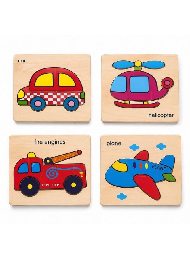Wooden puzzle for children – means of transportation (4 shapes)
