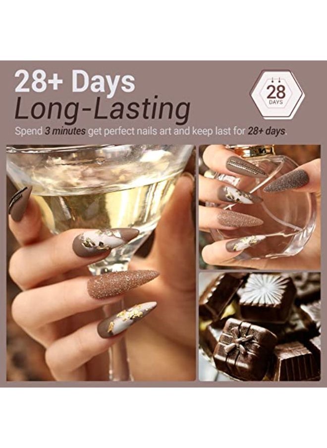 modelones Gel Polish- 6 Chocolate Brown Coffee Neutral Gel Nail Polish Glitter Nude Colors Winter Fall Soak Off Inspire Nail Polish Set For Girls Diy Home Manicure  - Image 4