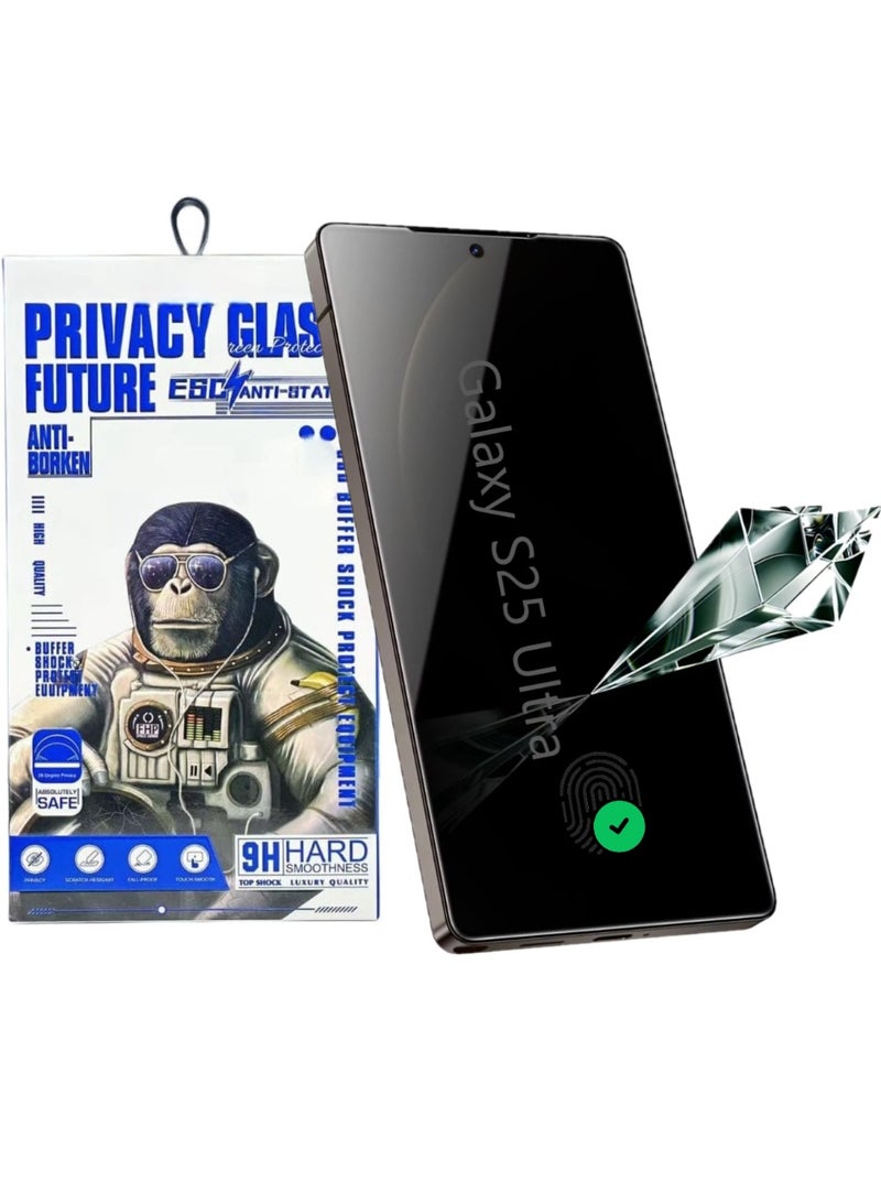 Fingerprint Compatible Privacy Screen Protector for Samsung Galaxy S25 Ultra, Premium Tempered Glass, Anti Static, Two Way Privacy - Image 1