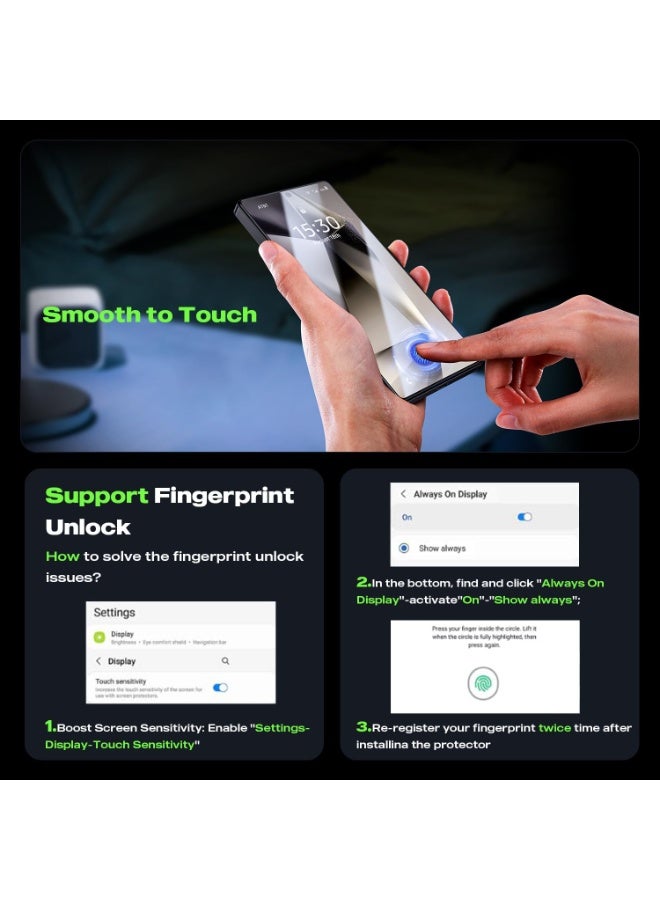 Fingerprint Compatible Privacy Screen Protector for Samsung Galaxy S25 Ultra, Premium Tempered Glass, Anti Static, Two Way Privacy - Image 3