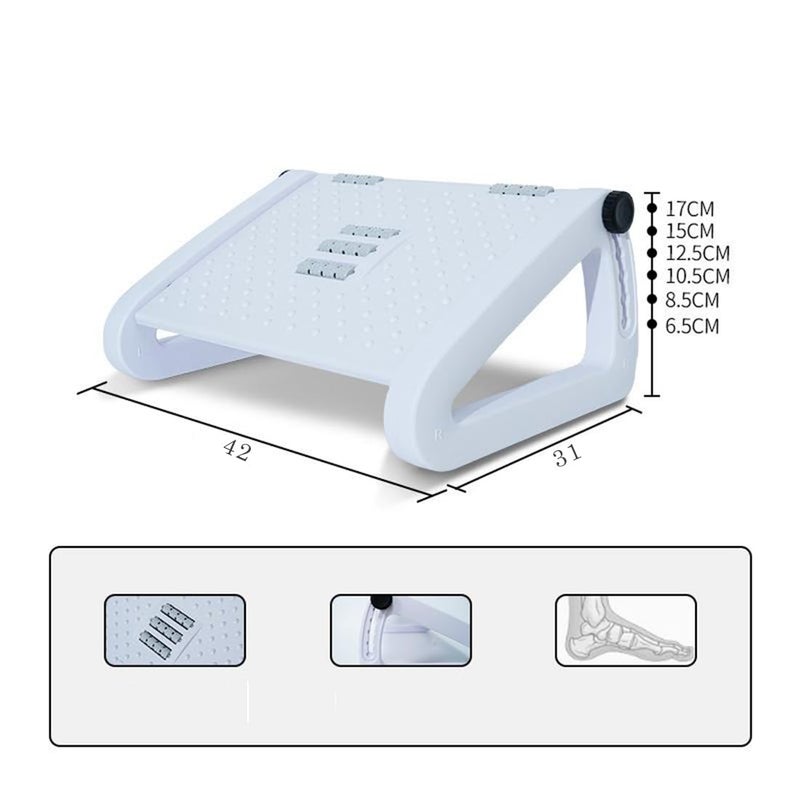 divinezon divinezon Under Desk Footrest Cushion for 6 Heights Ergonomic Adjustable With Massage Roller for Pain Relief Stool White  - Image 4