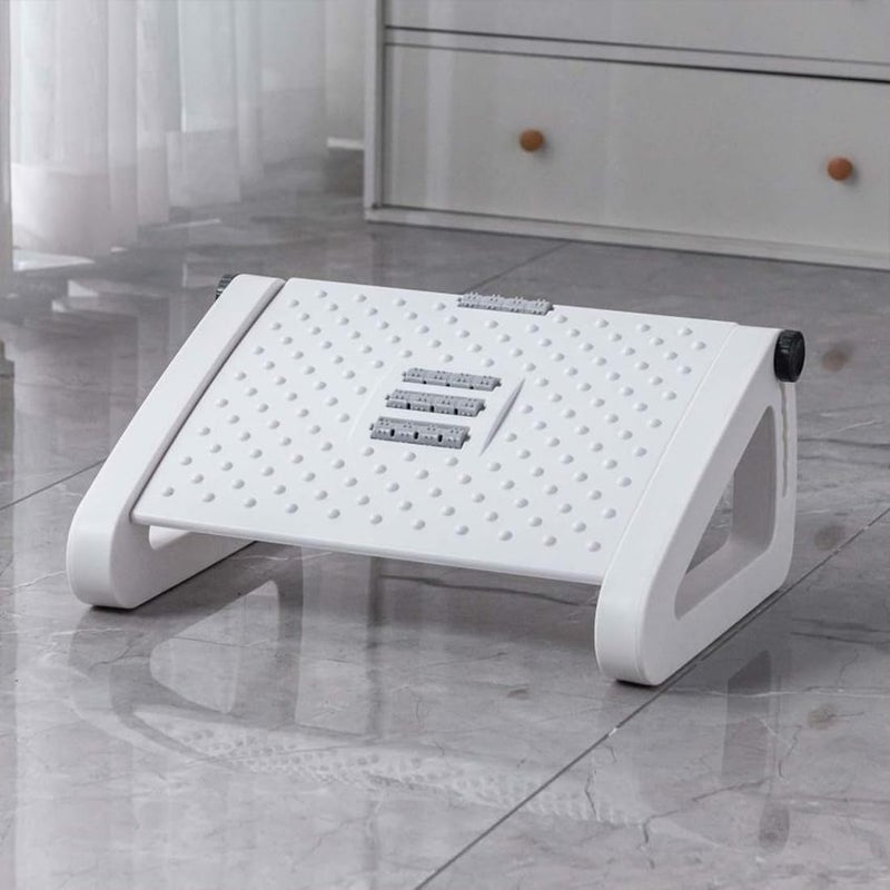 divinezon divinezon Under Desk Footrest Cushion for 6 Heights Ergonomic Adjustable With Massage Roller for Pain Relief Stool White  - Image 1