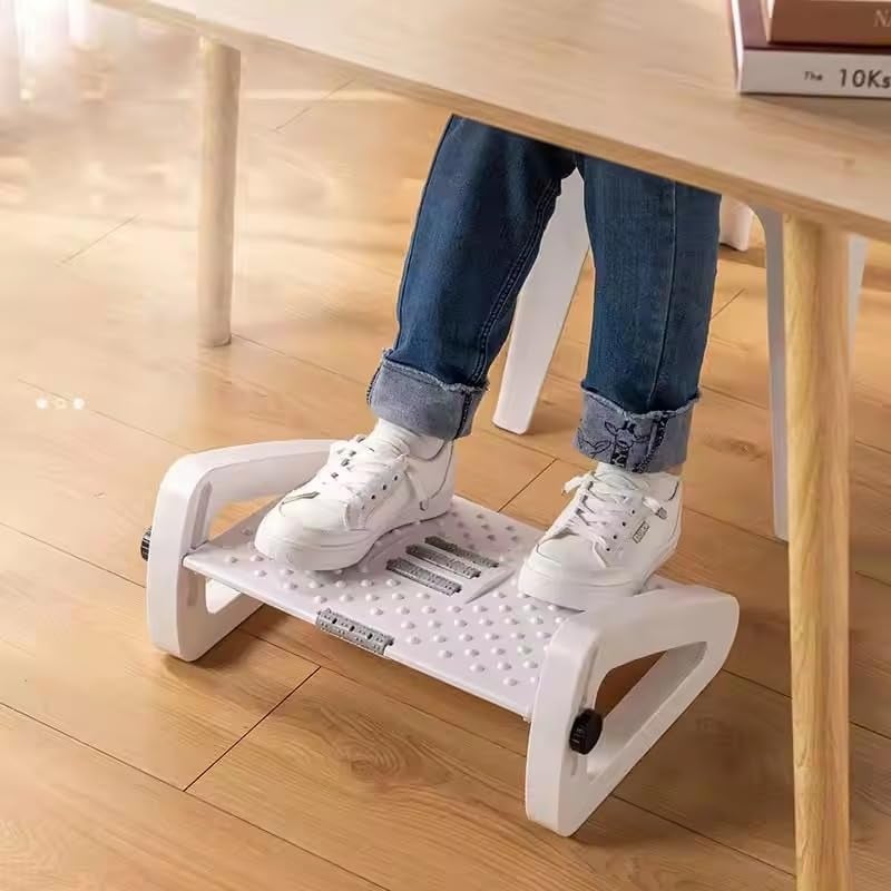 divinezon divinezon Under Desk Footrest Cushion for 6 Heights Ergonomic Adjustable With Massage Roller for Pain Relief Stool White  - Image 5