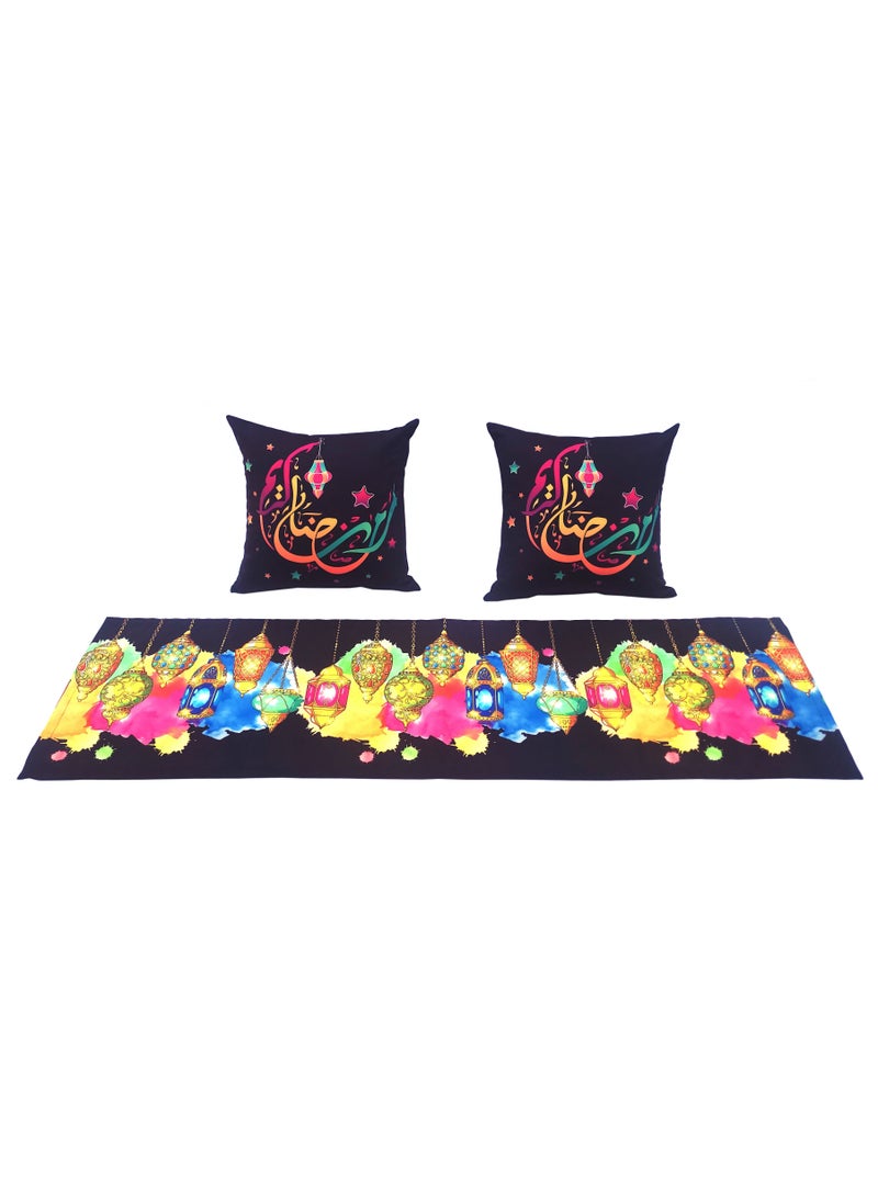 Alwan Set of 2 Ramadan Kareem Cushion Covers and 1 Runner - Image 1