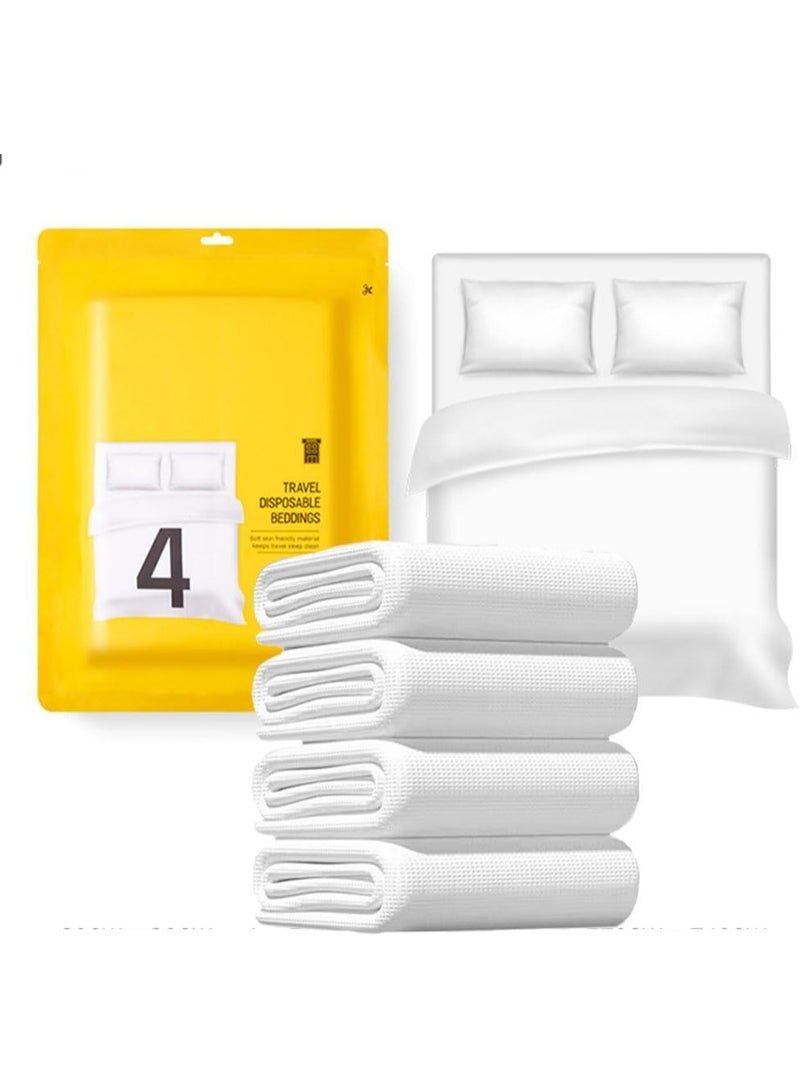 جولة الفرح 4pcs المتاح السفر ملاءات السرير ، وغطاء لحاف ، وسادة القضية ، والفراش القابل للتصرف ، السفر الفراش ، والفراش الأعمال السفر الفندق يجب أن يكون المتاح ملاءات السرير - Image 1