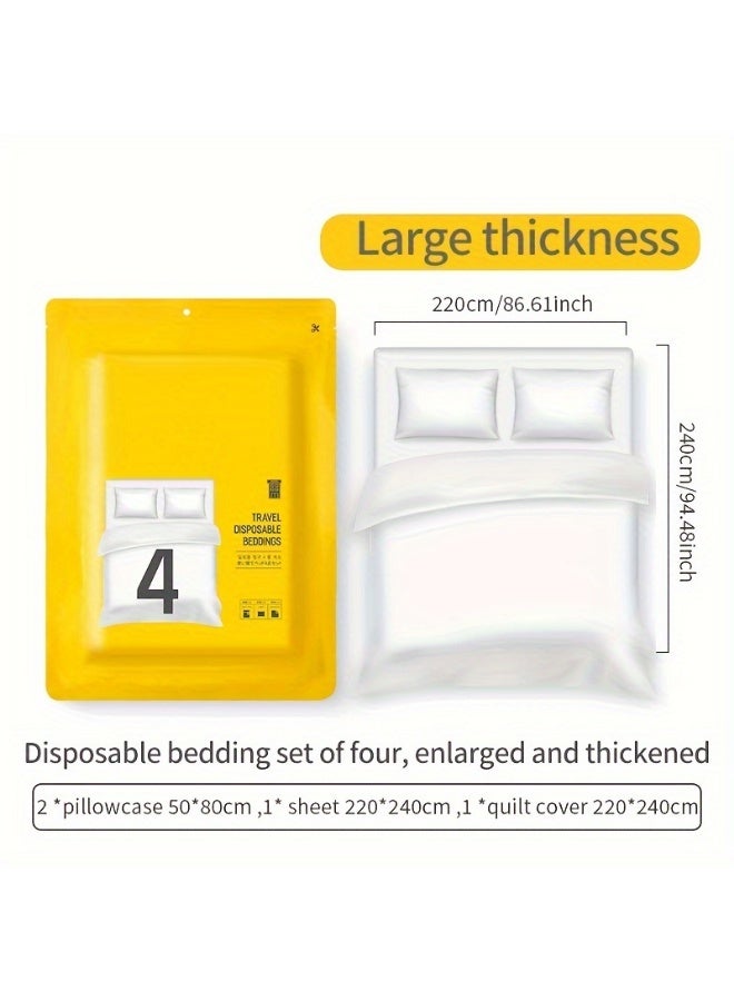 جولة الفرح 4pcs المتاح السفر ملاءات السرير ، وغطاء لحاف ، وسادة القضية ، والفراش القابل للتصرف ، السفر الفراش ، والفراش الأعمال السفر الفندق يجب أن يكون المتاح ملاءات السرير - Image 3