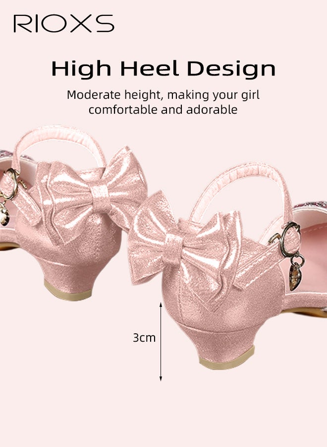 ريوكس أحذية الفتيات، أحذية كريستال الأميرة، أحذية الفتيات اللامعة، أحذية الفتيات الصغار/الأطفال الصغار أحذية جادا، 2.5 سم زهرة الكعب المنخفض أحذية الفتيات لحفلة عيد ميلاد الزفاف، سيكونز الصنادل المغلقة أصابع القدم، أحذية مدرسة الأطفال الموحدة مع شرائط الكاحل، الأحذية الوردية أزياء رسمية - Image 4