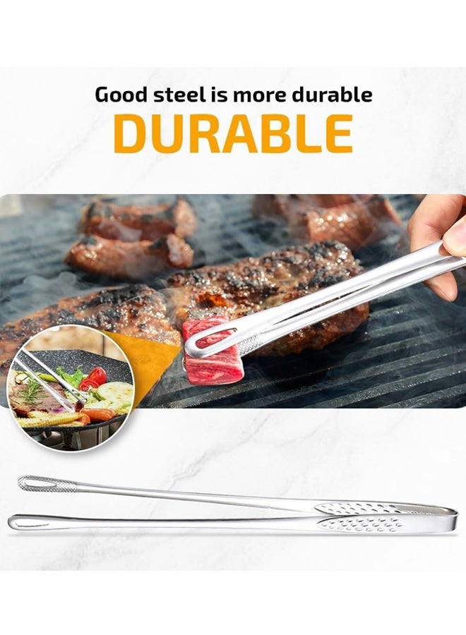 ملقطان للشواء - أدوات الشواء، ملقط مطبخ، مصنوع من الفولاذ المقاوم للصدأ شديد التحمل للطهي، تصميم رأس مجوف - Image 3