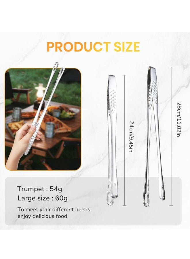 ملقطان للشواء - أدوات الشواء، ملقط مطبخ، مصنوع من الفولاذ المقاوم للصدأ شديد التحمل للطهي، تصميم رأس مجوف - Image 2