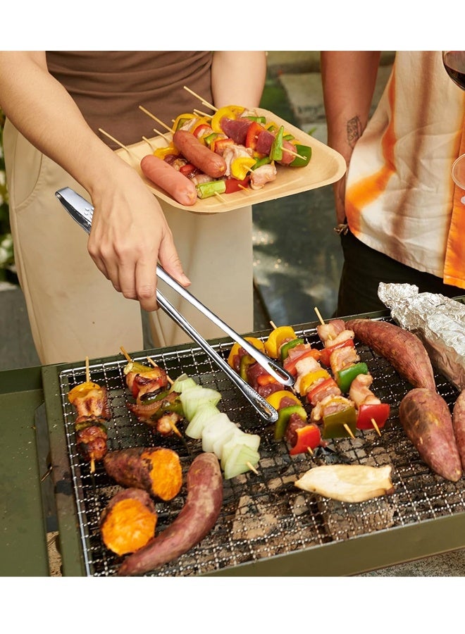 ملقطان للشواء - أدوات الشواء، ملقط مطبخ، مصنوع من الفولاذ المقاوم للصدأ شديد التحمل للطهي، تصميم رأس مجوف - Image 4