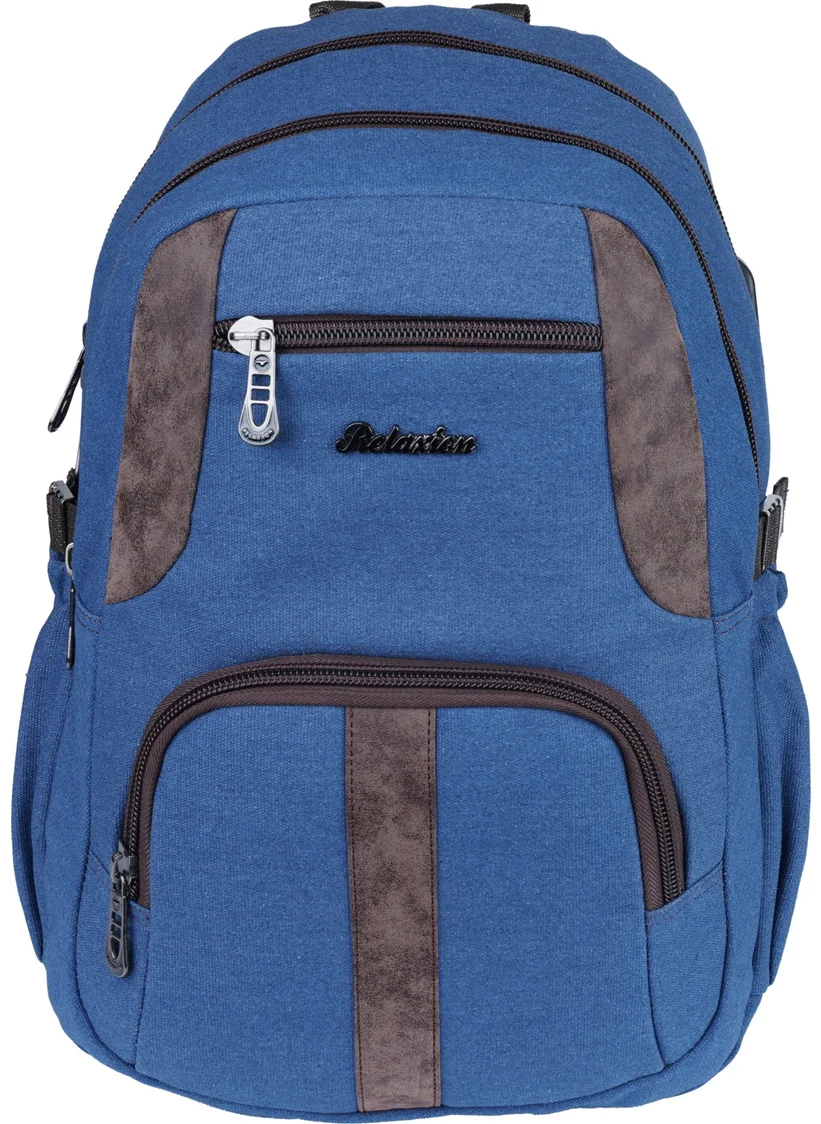 ريلاكسن Navy Blue Canvas Waterproof Fabric School Backpack 1655