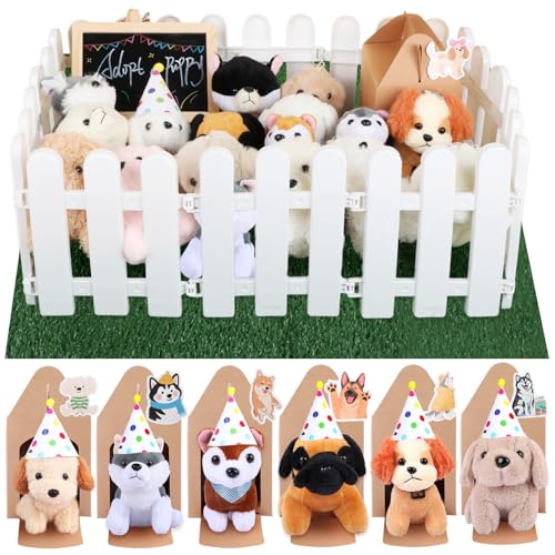 Zealor 88PCS Adopt a Puppy Party Favor 22 Mini Plush Dog Stuffed Animal House Shaped Treat Gift Boxes with Birthday Hat for Operation Christmas Shoebox Gift Adopt a Pet Theme Birthday Party Supplies - Image 1