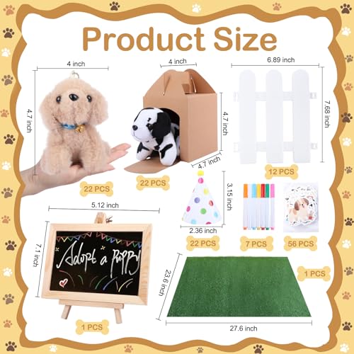Zealor 88PCS Adopt a Puppy Party Favor 22 Mini Plush Dog Stuffed Animal House Shaped Treat Gift Boxes with Birthday Hat for Operation Christmas Shoebox Gift Adopt a Pet Theme Birthday Party Supplies - Image 5