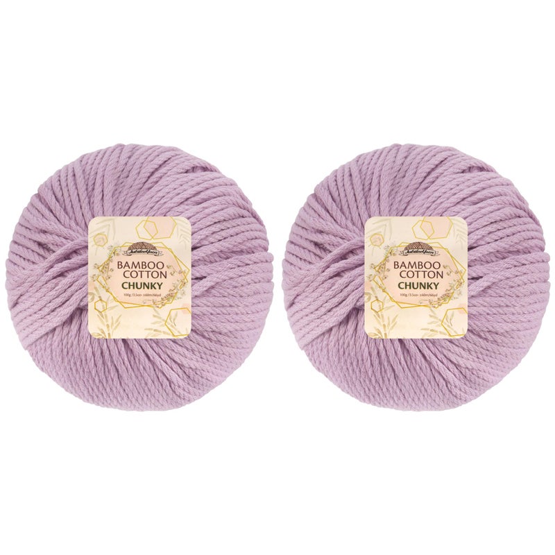 BambooMN JubileeYarn Bamboo Cotton Chunky Yarn  100gBall  Lilacs  2 Balls