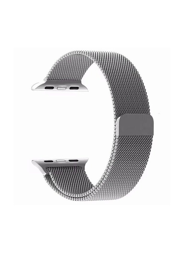 Generic - Magnetic Strap for iWatch - Metal Loop Magnetic Band for Apple Watch 42mm, 44mm and 45mm Silver - Image 1