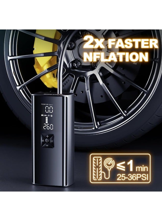 Portable Tire Inflator - Digital Pressure Detection, Long Battery Life, LED Light - Electric Air Compressor for Car Tires (150PSI), Bikes - Auto Pump Tyre Inflator 【2024 Upgrade】 - Image 5