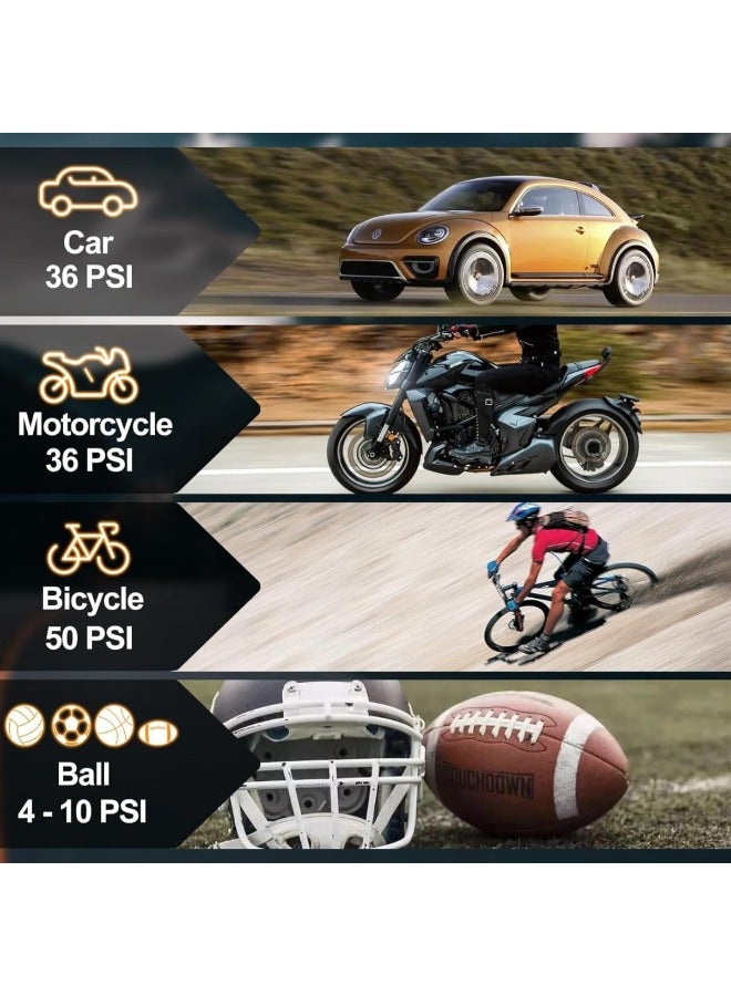Portable Tire Inflator - Digital Pressure Detection, Long Battery Life, LED Light - Electric Air Compressor for Car Tires (150PSI), Bikes - Auto Pump Tyre Inflator 【2024 Upgrade】 - Image 3