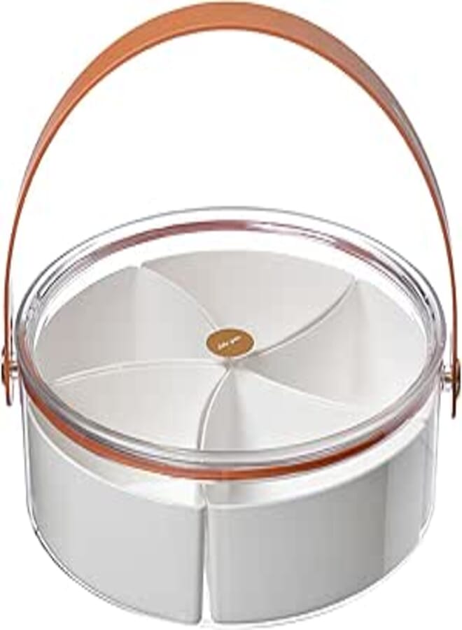 EXCEFORE Divided Serving Tray, Clear Organizer with Lid and Handle, Removable Divided Platter Food Storage Containers for Candy, Fruits, Nuts, Snacks, for Parties, Entertaining, Picnic