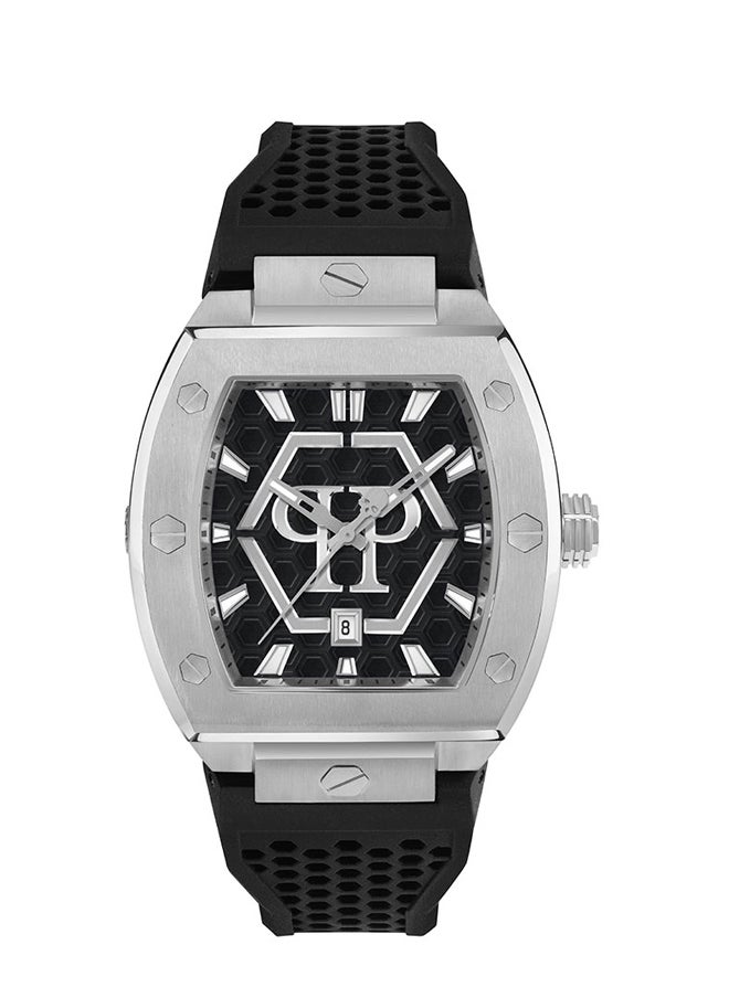 PHILIPP PLEIN - The Hexagon Phantom Men's 44mm Watch, Stainless Steel Case & Black Silicone Strap - Swiss Quartz Movement - Image 1