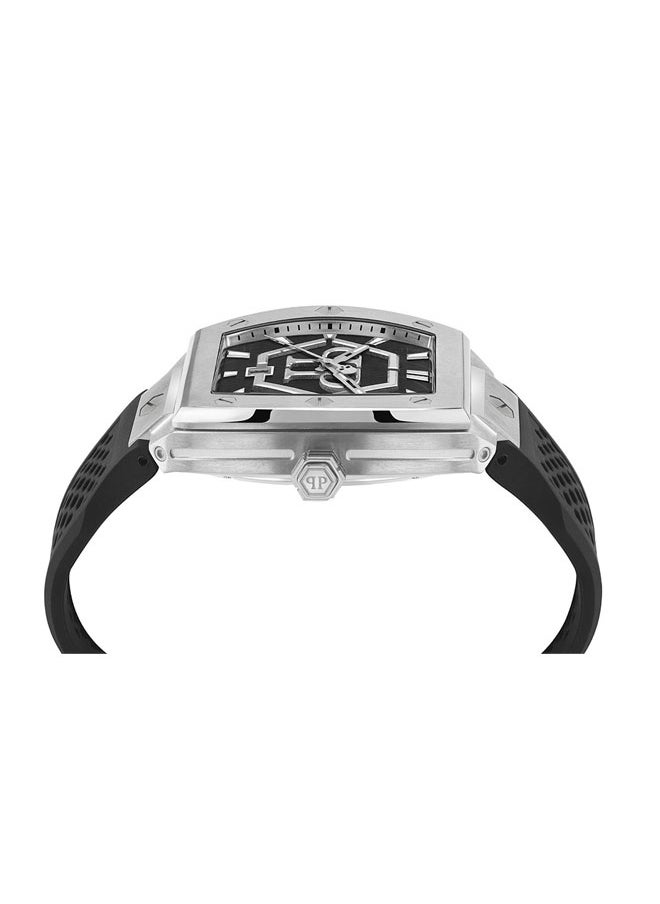 PHILIPP PLEIN - The Hexagon Phantom Men's 44mm Watch, Stainless Steel Case & Black Silicone Strap - Swiss Quartz Movement - Image 1