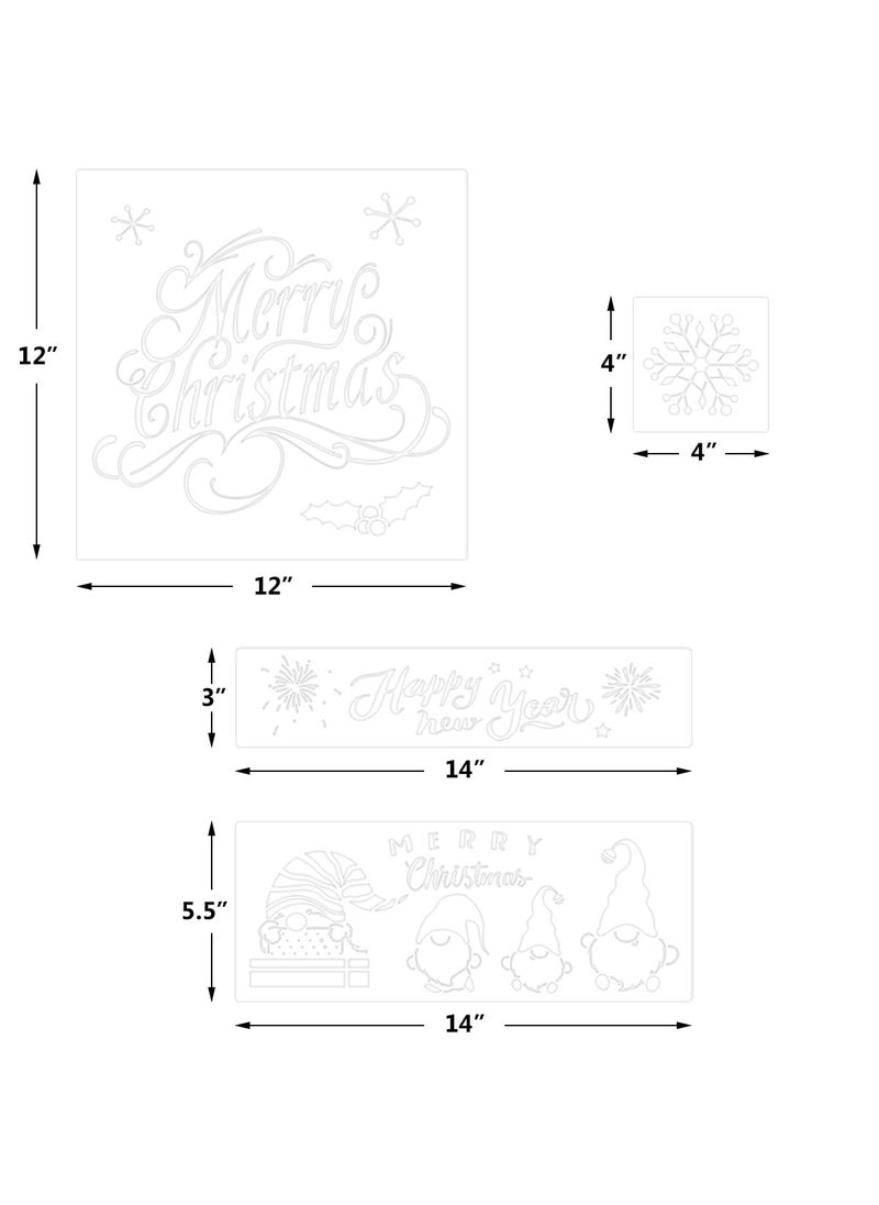 Fancy Land - Christmas Stencils 17PCS Christmas Decoration Painting Stencils Plastic Reusable Holiday DIY Holiday Crafts - Image 1