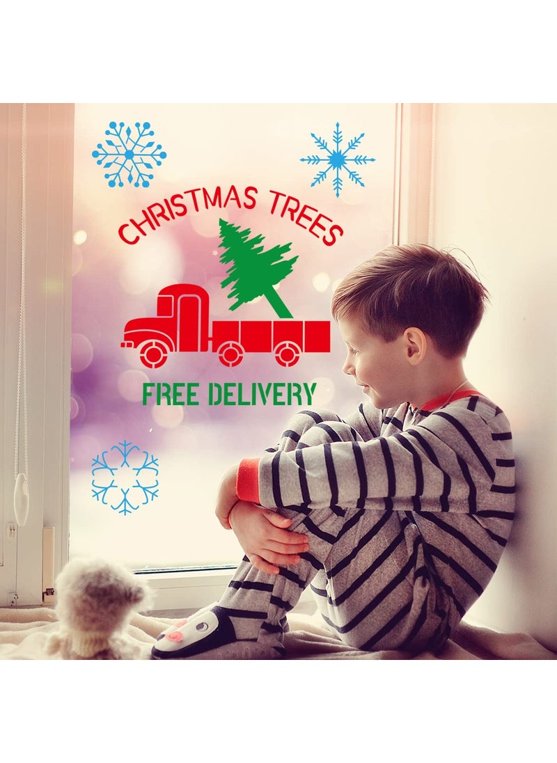Fancy Land - Christmas Stencils 17PCS Christmas Decoration Painting Stencils Plastic Reusable Holiday DIY Holiday Crafts - Image 1