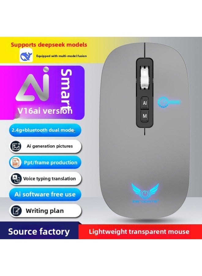 AI Voice Mouse Three-mode Bluetooth Translation Writing Painting Form Artificial Intelligence Deepseek Mouse-color:V16 Dark Gray - Image 1