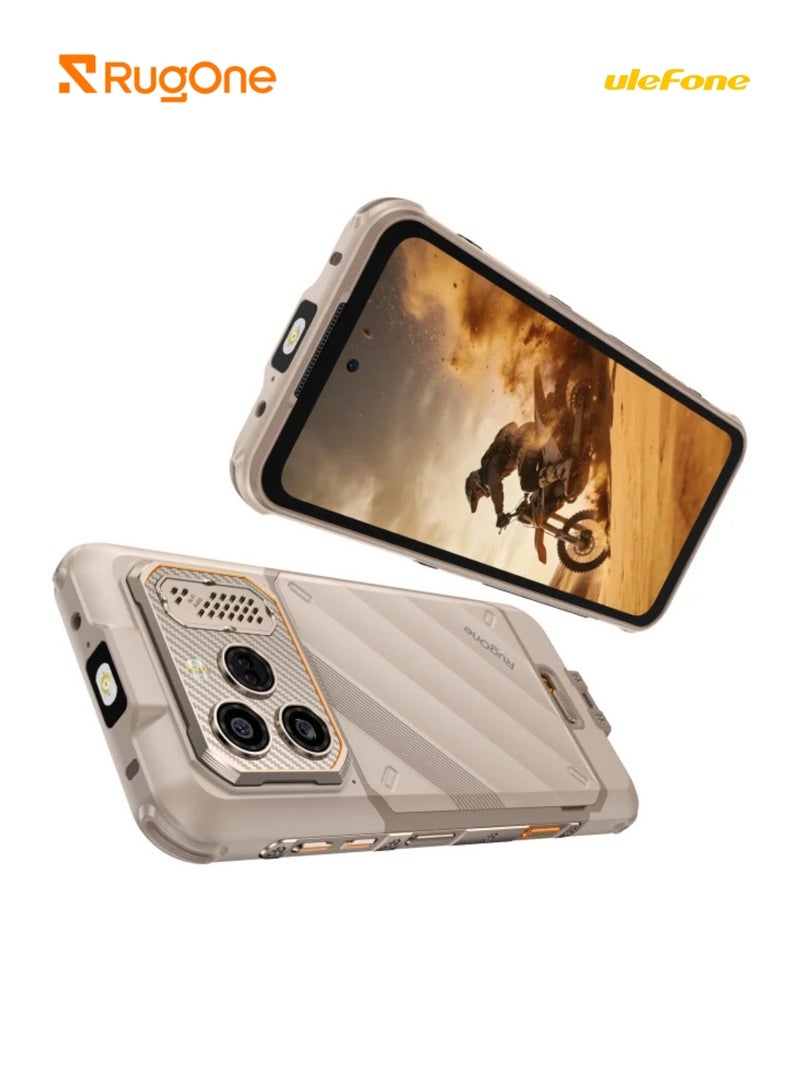 أوليفون RugOne Xever 8 Rugged Smartphone, 8GB RAM, 256GB Storage, 6.5" FHD+ 120Hz Display, 64MP Camera, 20MP Night Vision, 4800mAh Swappable Battery, IP68/IP69K Waterproof, NFC, Android 16, Dual SIM | Sand Dune - Image 2