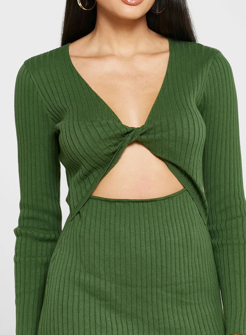 GLAMOROUS Ribbed Cutout Mini Dress