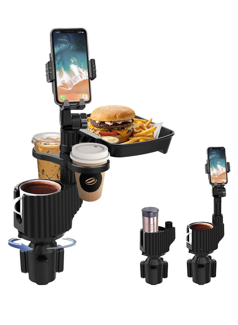 والالا حامل أكواب السيارة 5 في 1 قابل للتعديل مع حامل أكواب السيارة وطاولة صينية الطعام وحامل الهاتف لجميع الأغراض، أساسيات السيارات للسائق والراكب الأمامي - Image 1