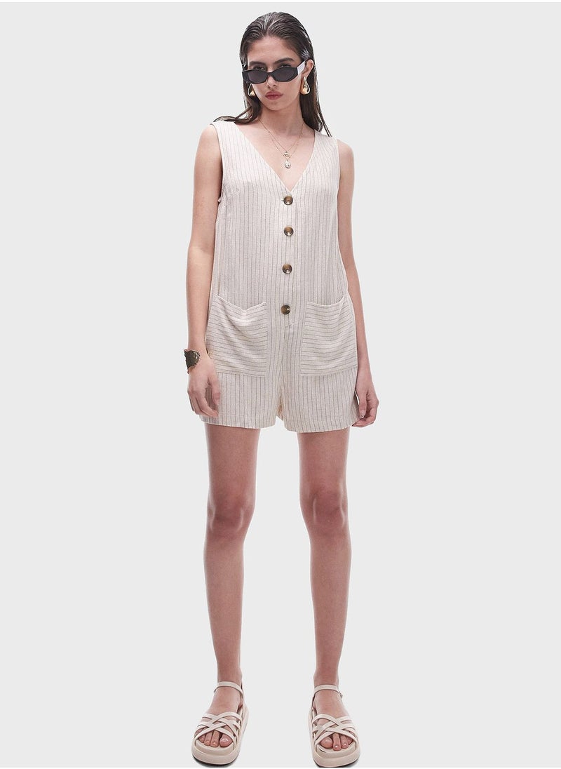 TOPSHOP - Button Down Playsuit - Image 1