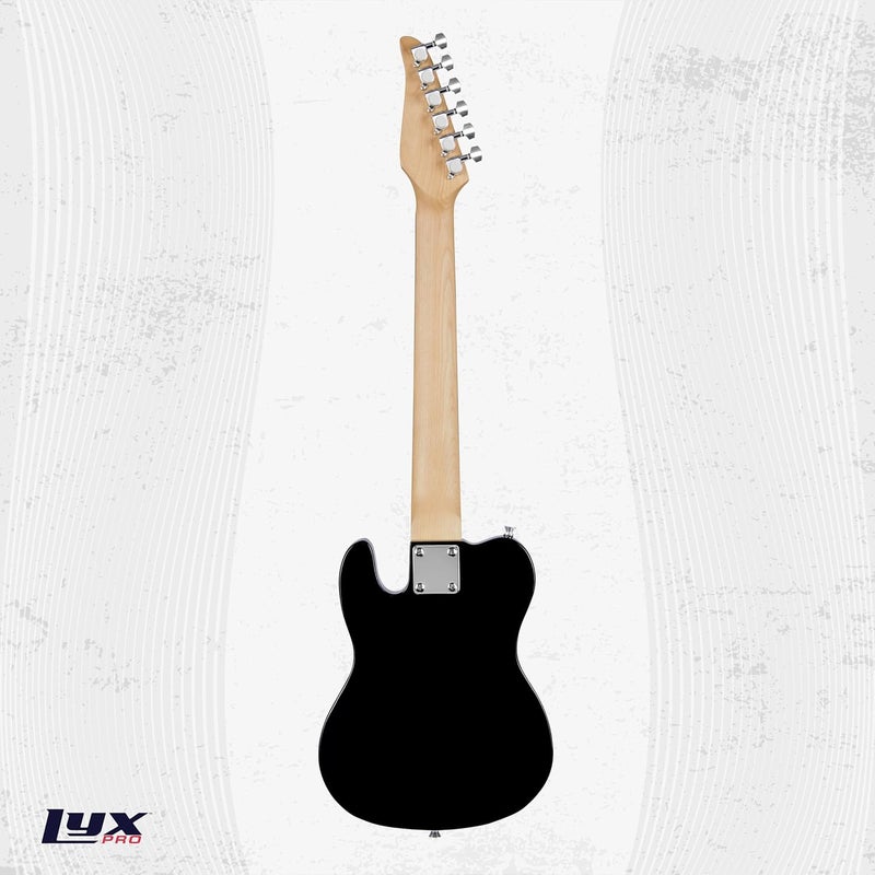 جيتار LyxPro الكهربائي Telecaster 30 بوصة | جسم صلب كامل الحجم من خشب الباولونيا، واقي بيكجارد ثلاثي الطبقات، رقبة على شكل C، جسر على شكل منفضة سجائر، موالفات تروس عالية الجودة، مفتاح ثلاثي الاتجاهات وتحكم في الصوت والنغمة | يتضمن 2 معول - Image 2