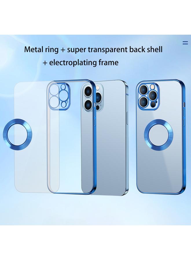 زبون جراب لهاتف iPhone 13 Pro بحافة مطلية بالكهرباء 9D بحلقة معدنية شفافة من البولي كربونات + جراب مقاوم للصدمات من مادة TPU - Image 4