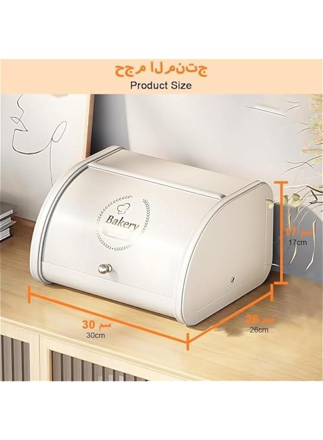 HOOKOR Metal Bread Box, Vintage Bread Container for Kitchen Countertop, Roll Top Bread Storage Holder, Lightweight Storage Box for Kitchen Food - Image 2