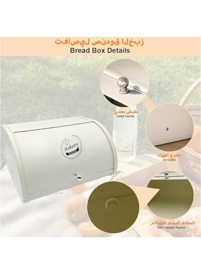 HOOKOR Metal Bread Box, Vintage Bread Container for Kitchen Countertop, Roll Top Bread Storage Holder, Lightweight Storage Box for Kitchen Food - Image 4