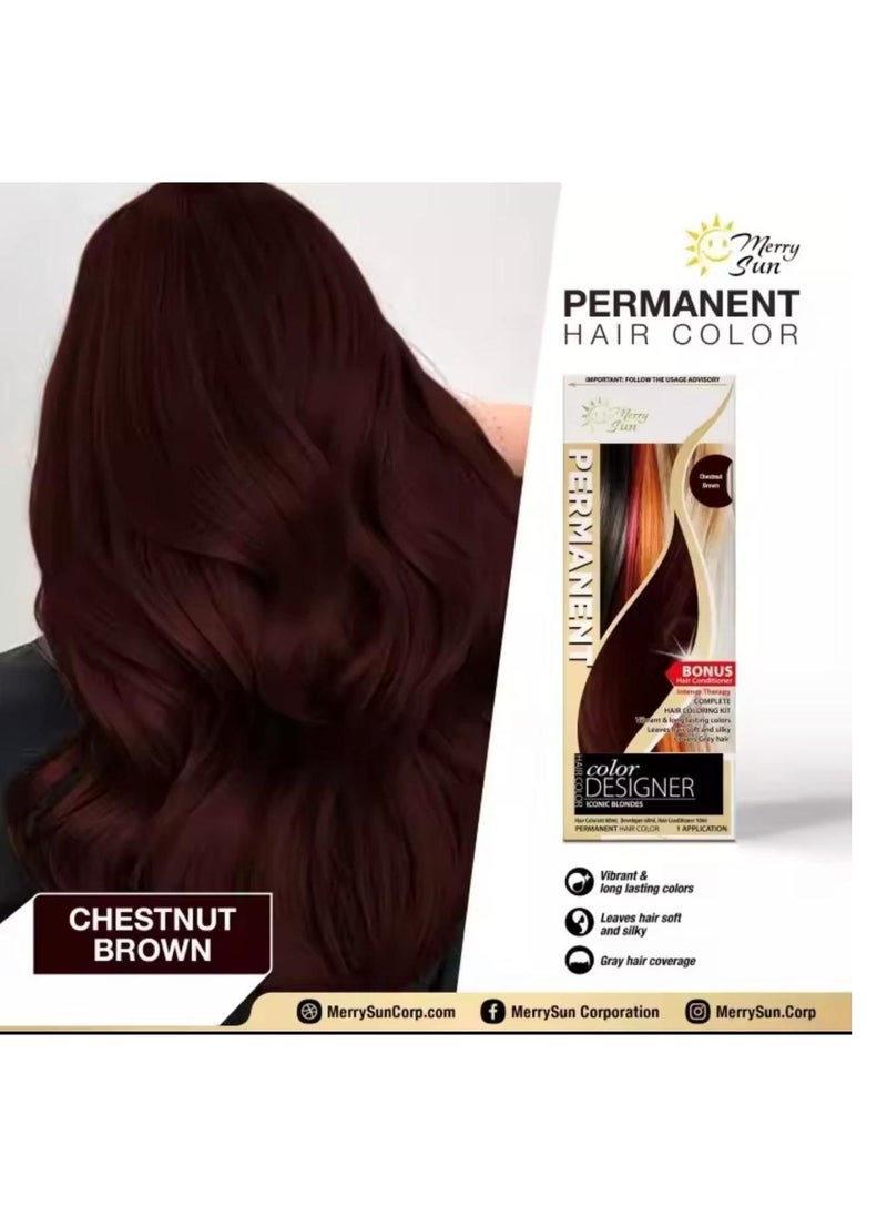 merry sun - Merry Sun Permanent Hair Coloring Kit, Chestnut Brown - Image 1