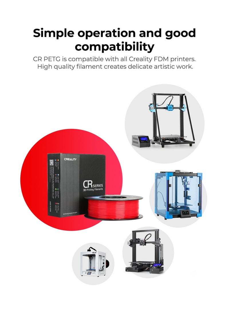 Creality 3D PETG Filament, Creality CR-PETG 3D Printer Filament 1.75mm 1KG, High Precision Strong Toughness, Odorless Better Flow Moisture Proof 3D Printing Filament, Green 1kg green - Image 5