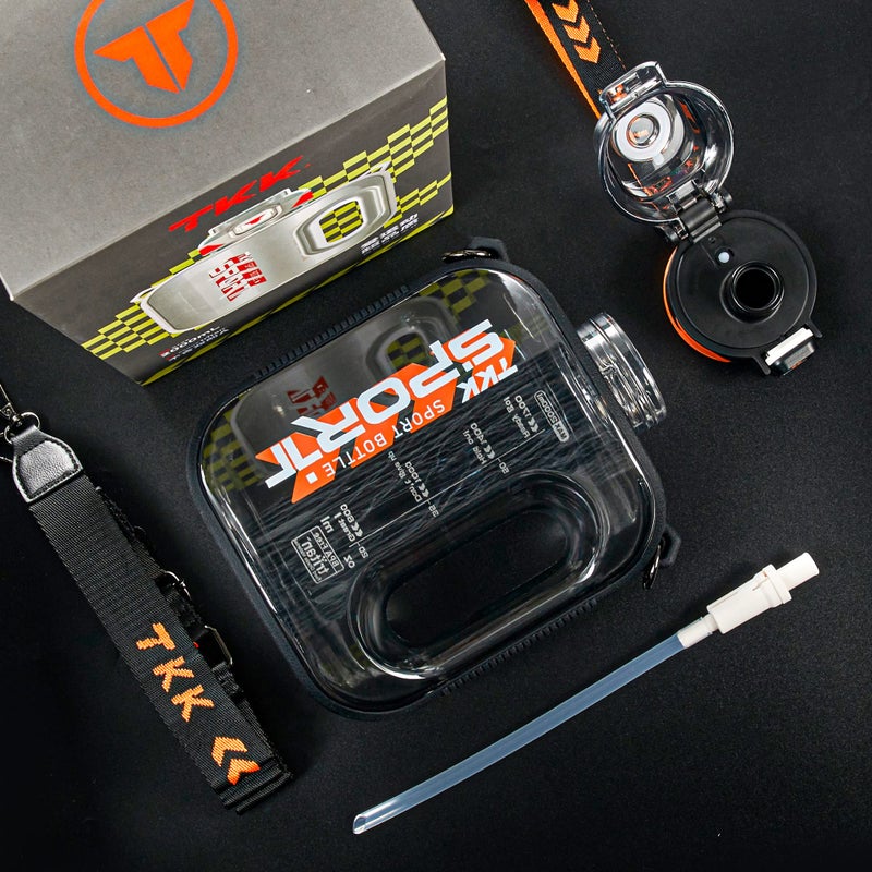 TKK زجاجة ماء TKK نصف جالون مع قشة سعة كبيرة زجاجة ماء بلاستيكية آمنة في غسالة الصحون 1/2 جالون 50 أونصة زجاجة ماء خالية من BPA تريتان للجيم اليوغا السفر التخييم في الهواء الطلق - Image 3